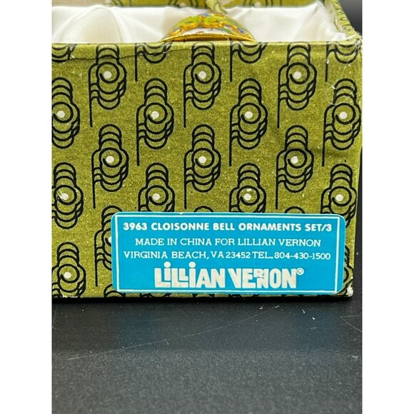 Lillian Vernon Cloisonne Enamel Bell Ornament 2" - Set Of 3 ~ #396 COLORFUL - Picture 9 of 9